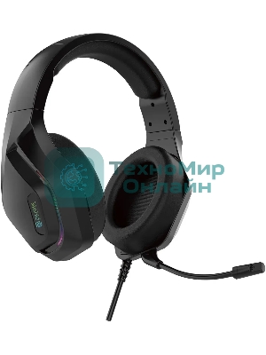 Гарнитура Oklick HS-L600G чёрный, проводная, USB, подсветка