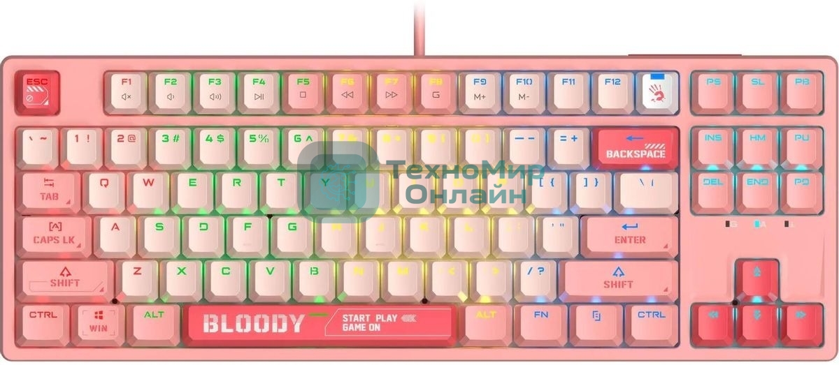 Клавиатура проводная A4Tech Bloody S87 Energy (S87 USB ENERGY PINK) USB розовый