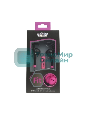 Проводные наушники Smartbuy Fit SBH-410 черный/розовый, внутриканальные, Jack 3.5 мм