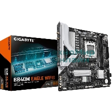 Материнская плата Gigabyte B840M EAGLE WIFI6, AM5, AMD B840, 4xDDR5, 4xSATA, 2xM.2, 1xPCIe 4.0 x16, 1xPCIe x1, 1xHDMI, 2xDP, 1x2.5Gb LAN, Wi-Fi 6, Bluetooth 5.3, 1xUSB-C 10Gbps, 1xUSB-A 10Gbps, 2xUSB-A 5Gbps, 4xUSB-A 2.0, 1xPS/2, 3x3.5 мм, 7.1, mATX
