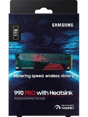 Накопитель SSD Samsung 990 PRO, 1000Gb, PCIe 4.0 x4, M.2 2280, NVMe, R/W 7450/6900, с радиатором