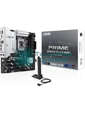 Материнская плата ASUS PRIME Z890M-PLUS WIFI, LGA 1851, Intel Z890, 4xDDR5, 6xSATA, 3xM.2, 1xPCIe 5.0 x16, 1xPCIe 4.0 x4, 2xPCIe 4.0 x1, 1xHDMI, 1xDP, 1x2.5Gb LAN, 2xUSB-A 2.0, 4xUSB-A 3.2 Gen 1, 1xUSB-A 3.2 Gen 2, 1xUSB-C 3.2 Gen 2x2, 3x3.5 мм, 7.1, mATX