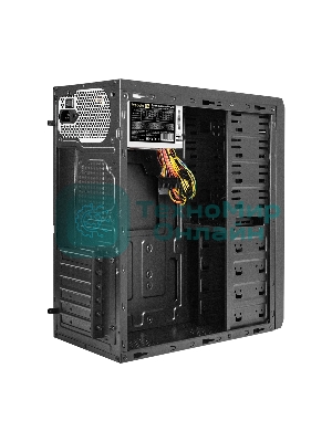 Компьютерный корпус Miditower ExeGate UN-605B Black, ATX, (UN400, 120мм), 2*USB, Audio, замок блокировки кнопки питания