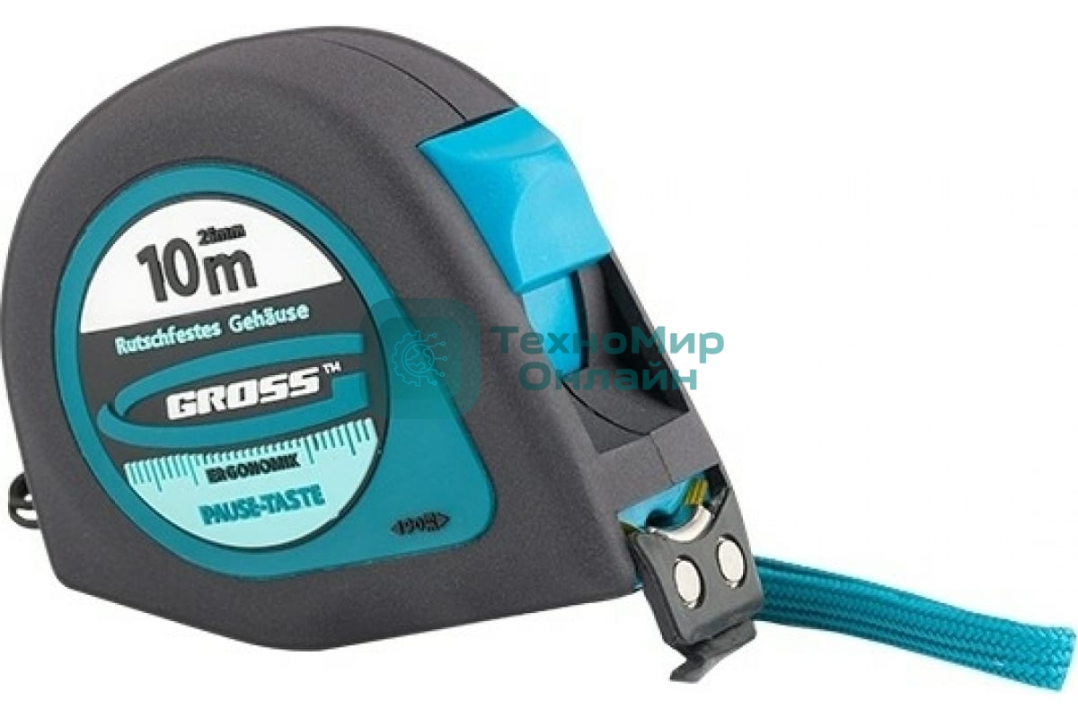 Рулетка Gross 31105 ''ergonomisch'' 10 м x 25 мм магнитный обрезиненный зацеп