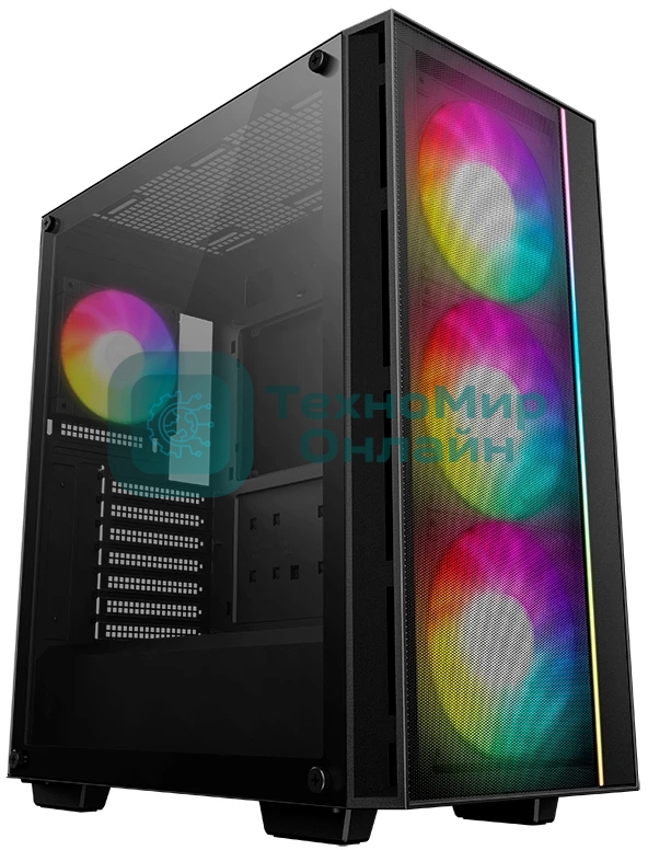 Компьютерный корпус Deepcool MATREXX 55 MESH V4 без БП, боковое окно (закаленное стекло), 3xARGB LED 140мм вентилятора спереди, 1xARGB LED 120мм вентилятор сзади, черный, ATX