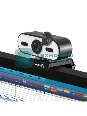 Веб-камера ExeGate eStudio EW-722 2560x1440, 30 кадр/с, USB Type-A, микрофон (2 шт, шумоподавление), автоматическая фокусировка, автоосвещение, шторка приватности, универсальное крепление