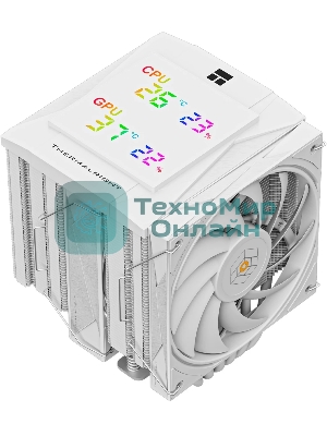 Кулер для процессора Thermalright Royal Knight 120 Digital White (4-pin PWM, LED temp., 162mm, Ni/Cu, 6x6mm, 2x120mm, 80.45CFM/56.36CFM, 29.4dBA/28.4dBA, 2150RPM/1900RPM, S: 1200, 1700, 1851, 115X, 2011, 2066, AM4, AM5, white)