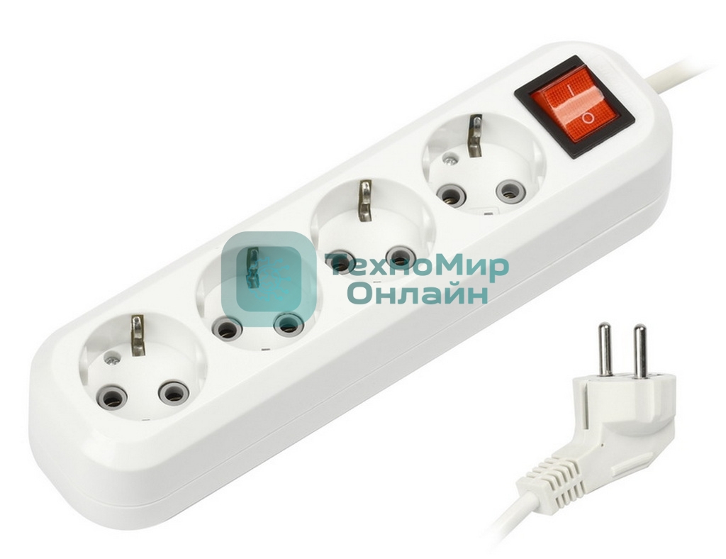 Удлинитель Smartbuy (SBE-16-4-05-ZS) 4 гнз х 5,0 м (16А/3.5 кВт, ПВС 3х1.0)