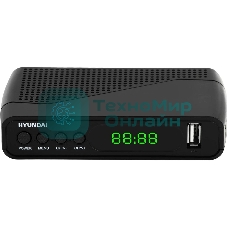 Приставка для цифрового ТВ Hyundai H-DVB500 черный, DVB-T2, DVB-T, DVB-C, HDMI, USB 2.0 х2