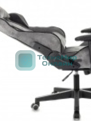 Кресло Бюрократ Zombie Drift/F серый/черный, экокожа, 120 кг, механизм качания, подставка для ног