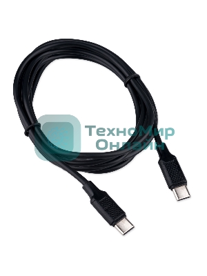 Кабель USB2.0 Cablexpert CC-USB2-CMCM-60-1.8M, Type-C/Type-C, 3A, 60Вт, PD/QC3.0, медь, 1.8м, черный, пакет