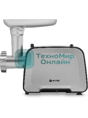Мясорубка электрическая Vitek VT-3646 серебристый, 2000 Вт, 1.8 кг/мин, реверс, защита от перегрузки, насадки - 6