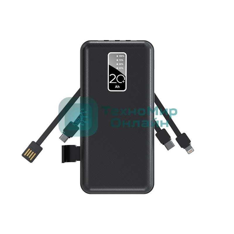 Портативное зарядное устройство Rexant Power Bank (аккумуляторная батарея) 20000 mAh, черное