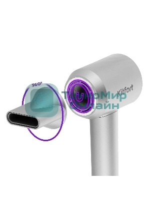 Фен Kitfort КТ-3292 серебристый, 1600 Вт, компактный, ионизация