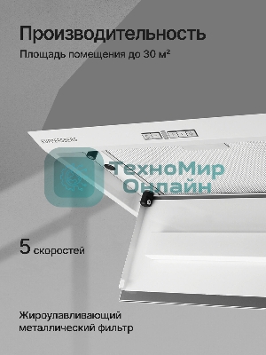 Вытяжка встраиваемая Kuppersberg Intro 60 White белый, 60 см, 1500 куб. м/ч, 43 дБ