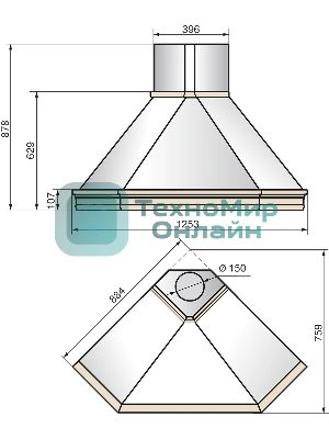Вытяжка каминная Elikor Форест 90П-650-П3Д бежевый/дуб, 125.3 см, 650 куб. м/ч, 56 дБ