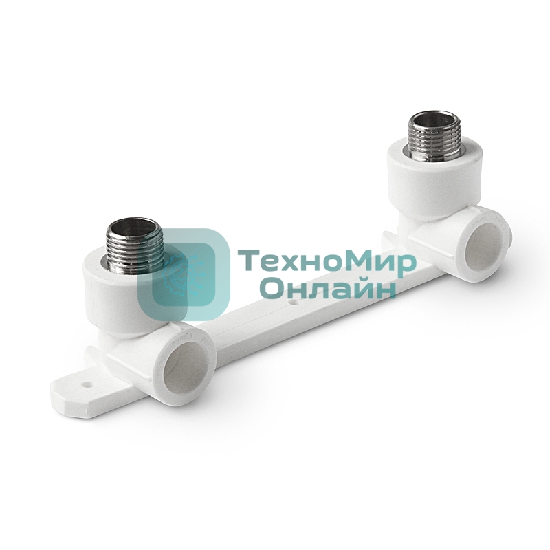 Планка монтажная с водорозетками полипропиленовая 20 х 1/2' НР для смесителя белая PRO AQUA