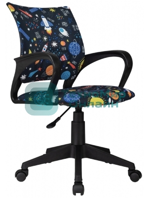 Кресло детское Бюрократ Burokids 1 темно-синий зодиак крестов. пластик