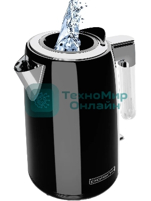 Чайник электрический Polaris PWK 1746CA Water Way Pro 1.7 л, 2200 Вт, черный (корпус: нержавеющая сталь)