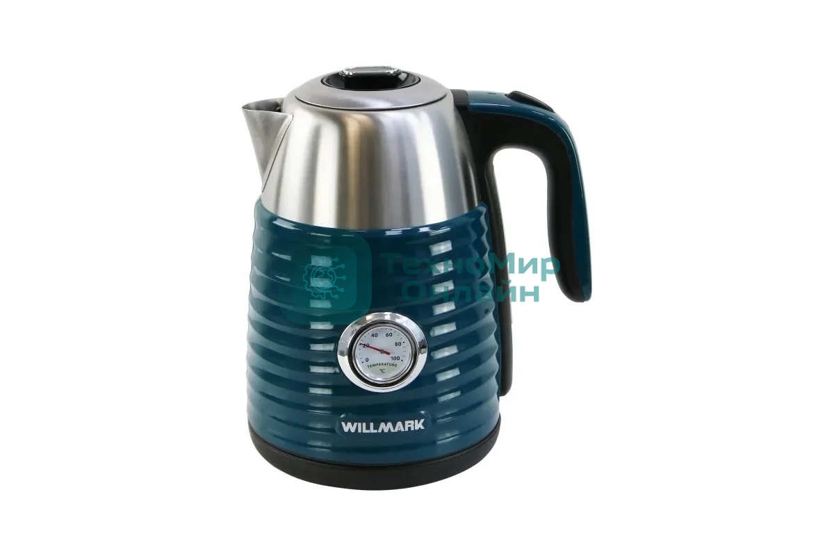 Чайник электрический Willmark WEK-1738PST (1.7 л, двойные стенки, эффект термоса, термометр, 2200 Вт) Изумрудный
