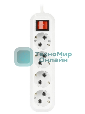 Удлинитель Smartbuy (SBE-16-4-05-ZS) 4 гнз х 5,0 м (16А/3.5 кВт, ПВС 3х1.0)