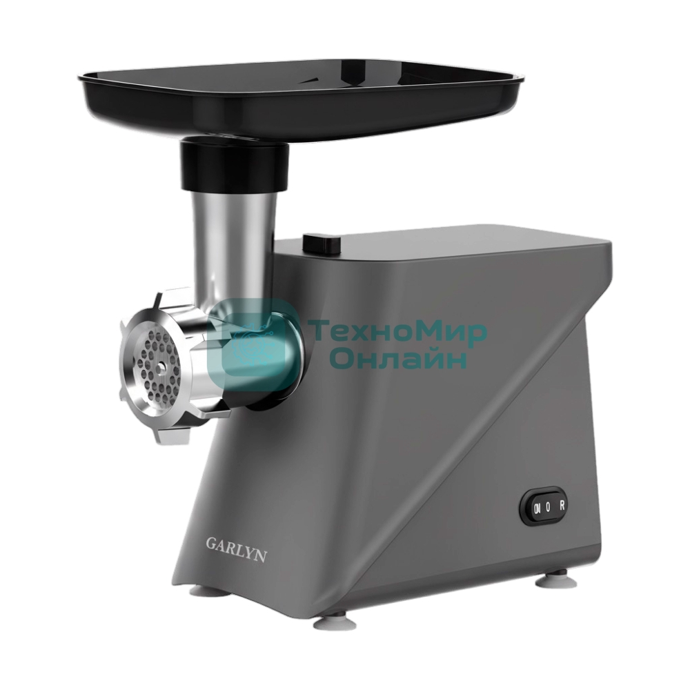 Мясорубка электрическая GARLYN MG-1000 серый, 1800 Вт, 2.0 кг/мин, реверс, защита от перегрузки, насадки - 4
