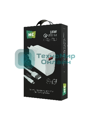 Сетевое зарядное устройство MORE CHOICE (4620202553409) NC09a 1USB 3.0A QC3.0 15W, белый