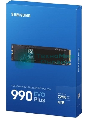 Накопитель SSD Samsung 990 EVO Plus, 4 ТБ, M.2 2280, PCIe 4.0 x4, NVMe 2.0, R/W 7250/6300