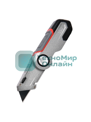 Строительный складной нож с Т-образным лезвием Deli DL030 в комплекте 3 запасных лезвия SK2, рукоятка из цинкового сплава с резиновыми вставками