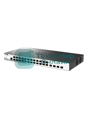Коммутатор D-Link DGS-1210-28XS/ME/B2A, 24×1 Гбит/с SFP + 4×10 Гбит/с SFP+, настраиваемый