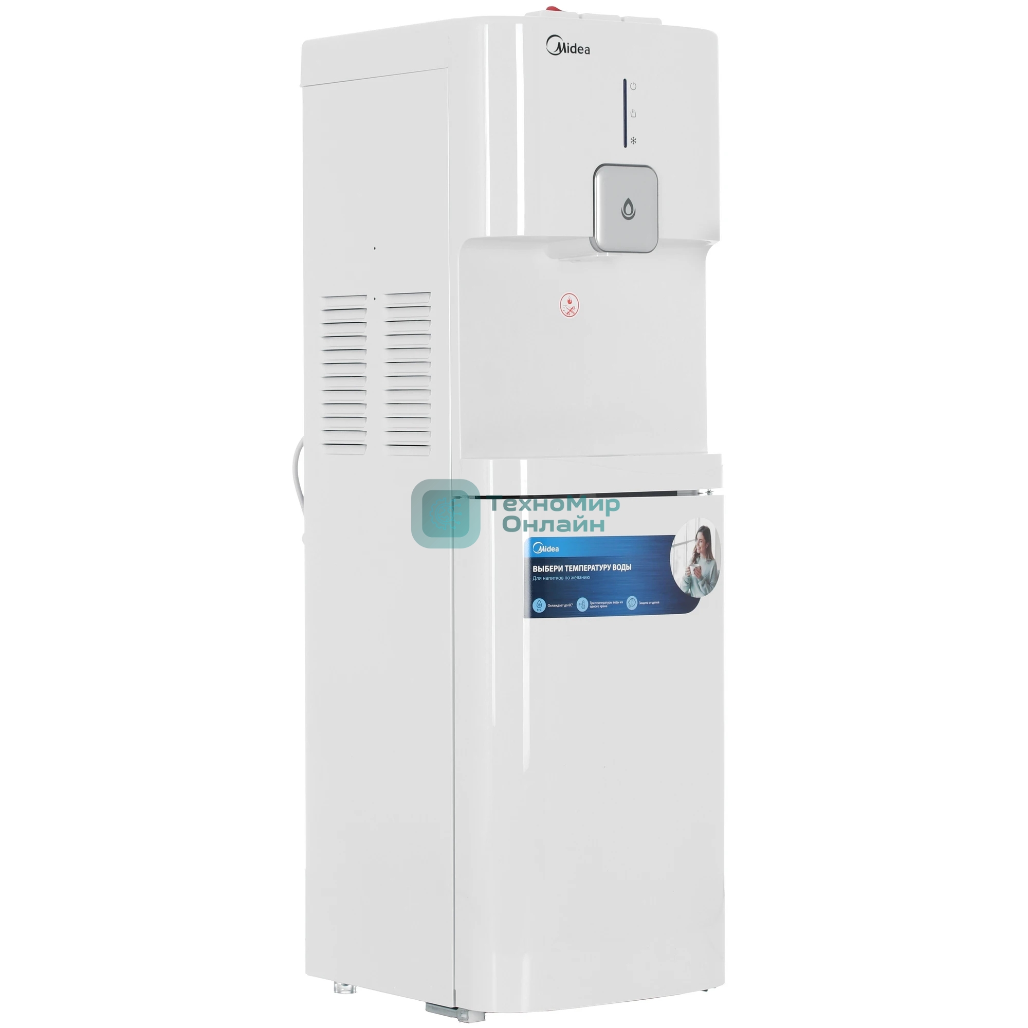 Кулер для воды Midea YL1662S, верхняя загрузка, нагрев 87 °С, охлаждение 10 °С, белый