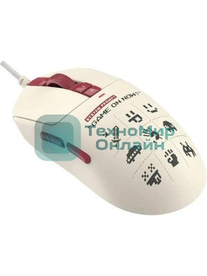 Мышь беспроводная/проводная A4Tech Bloody R72 Ultra Duo белый/красный/рисунок, 20000 dpi, USB Type-A/Type-C, радиоканал, кнопки-7