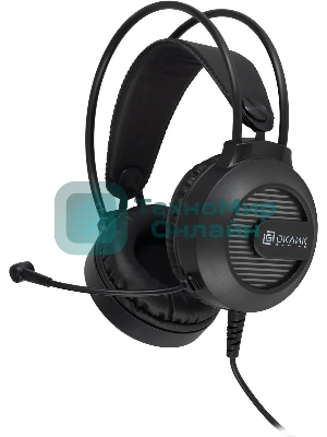 Гарнитура Oklick HS-L300G чёрный, проводная, 3.5 мм, подсветка