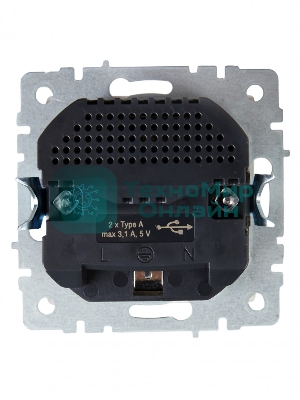 Розетка 1-местная IEK BRITE РЮш10-2-БрБ (BR-R14-16-U21-D31-K01) с заземлением, с защитными шторками, 16А, с USB A+A 5В 3,1А, белый