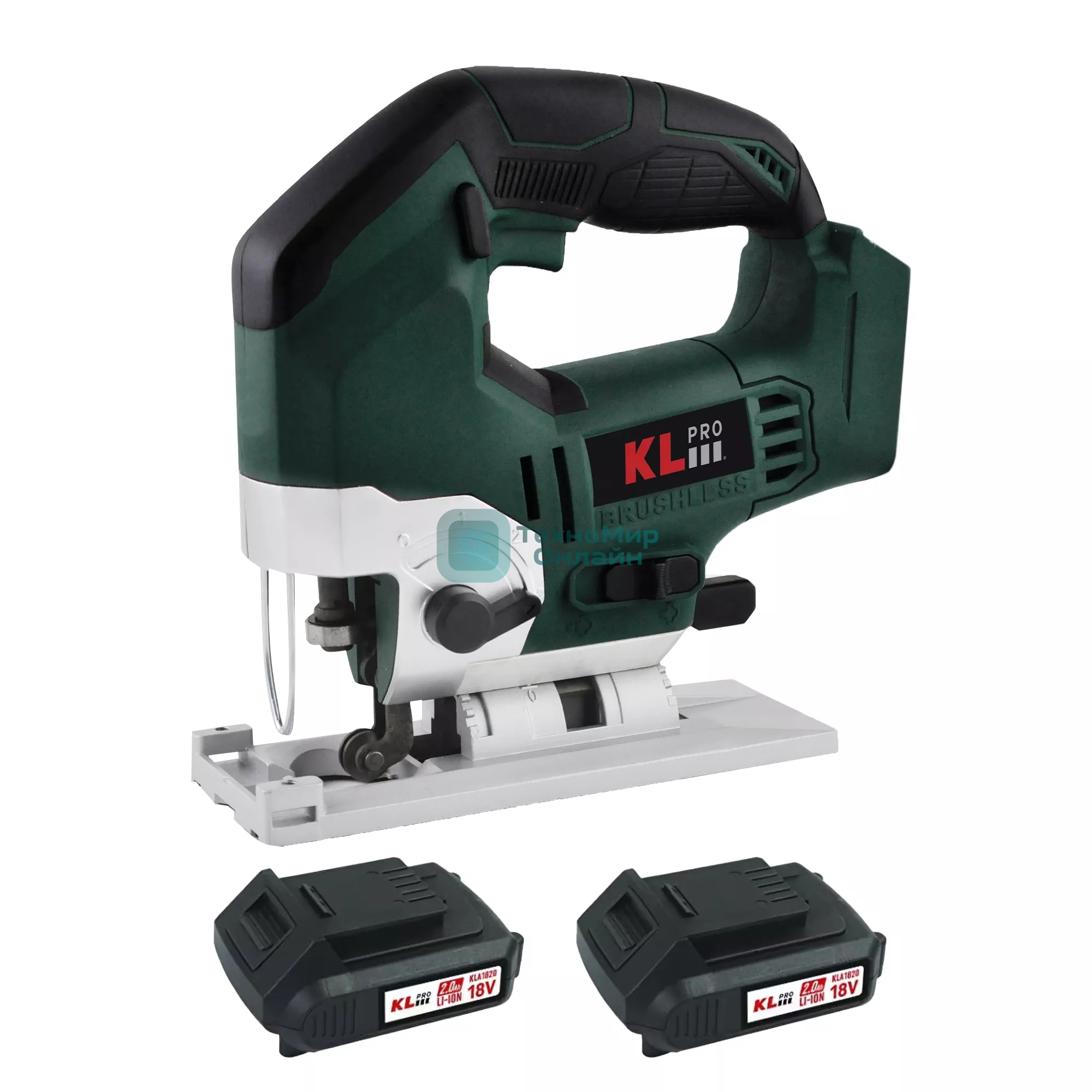 Лобзик электрический профессиональный бесщеточный KLPRO KLDT18B-20 (18В, Li-ion-2шт, 2.0А·ч, патрубок для пылесоса, полотна (дерево/металл, З/У, кейс)