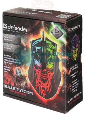 Мышь проводная Defender Bulletstorm GM-928 черный, 7200 dpi, USB, кнопки - 7