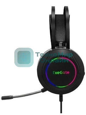 Гарнитура Exegate Cosmos HS-702GL чёрный, проводная, USB, виртуальный звук 7.1, подсветка