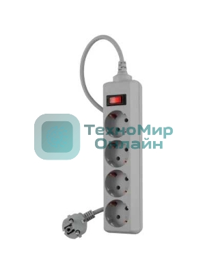 Сетевой фильтр Buro 400SL-1-G 1.5 м, 4 розетки, серый (пакет ПЭ)