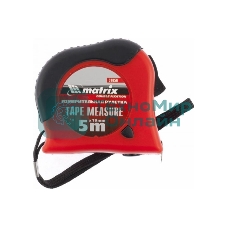 Рулетка Matrix Double fixation, 5 м х 19 мм, обрезиненный корпус, двойная плавная фиксация