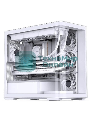 Корпус без блока питания JONSBO D300, Mini-Tower, TG, no fan, 2xUSB-A 3.2 + 1xUSB-C 3.2, mATX, mITX White