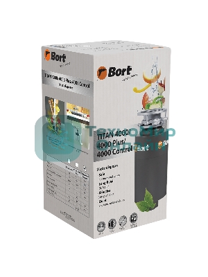 Измельчитель пищевых отходов Bort TITAN 4000 (Control) Мощность л.с. 0,75; 560 Вт; 4,2 кг/мин; 3200 об/мин; 1400 мл; Металл;набор аксессуаров 5 шт [93410242]