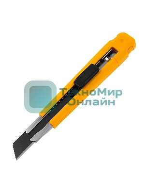 Нож Denzel 18 мм, сменное лезвие, SK4, метал. направляющая, клипса, нажимной фиксатор