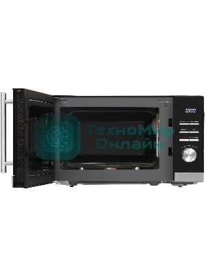 Микроволновая печь Hyundai HYM-D3005 черный/стальной, 20 л, 700 Вт, переключатели - кнопки, электронный поворотный механизм