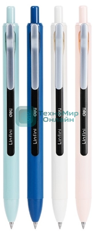 Ручка гелевая автоматическая Deli Linfini EG86-BK ассорти/ассорти, черные чернила, блистер с европодвесом, линия 0.5мм