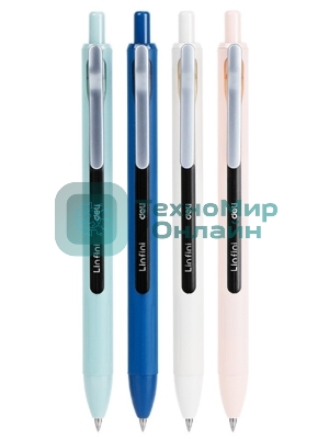 Ручка гелевая автоматическая Deli Linfini EG86-BK ассорти/ассорти, черные чернила, блистер с европодвесом, линия 0.5мм