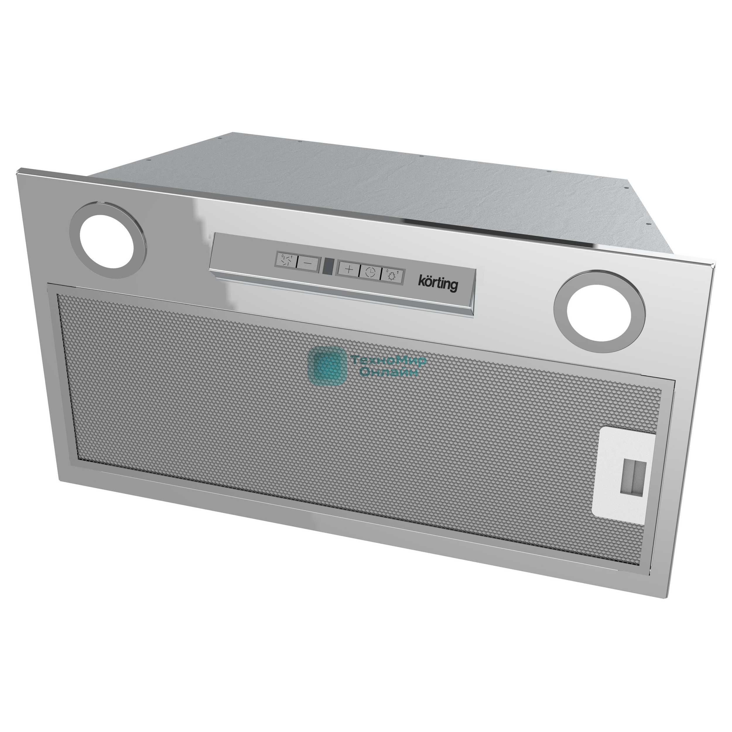 Вытяжка встраиваемая Korting KHI 6755 X нержавеющая сталь, 52 см, 800 куб. м/ч, 52 дБ