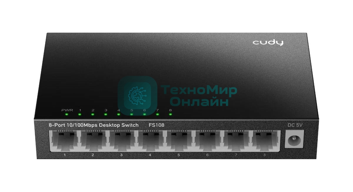Коммутатор 8-Port 10/100 Mbps Desktop Switch, 8 10/100M RJ45 Ports, Loop Detection, Metal Case, Power Saving, Plug & Play