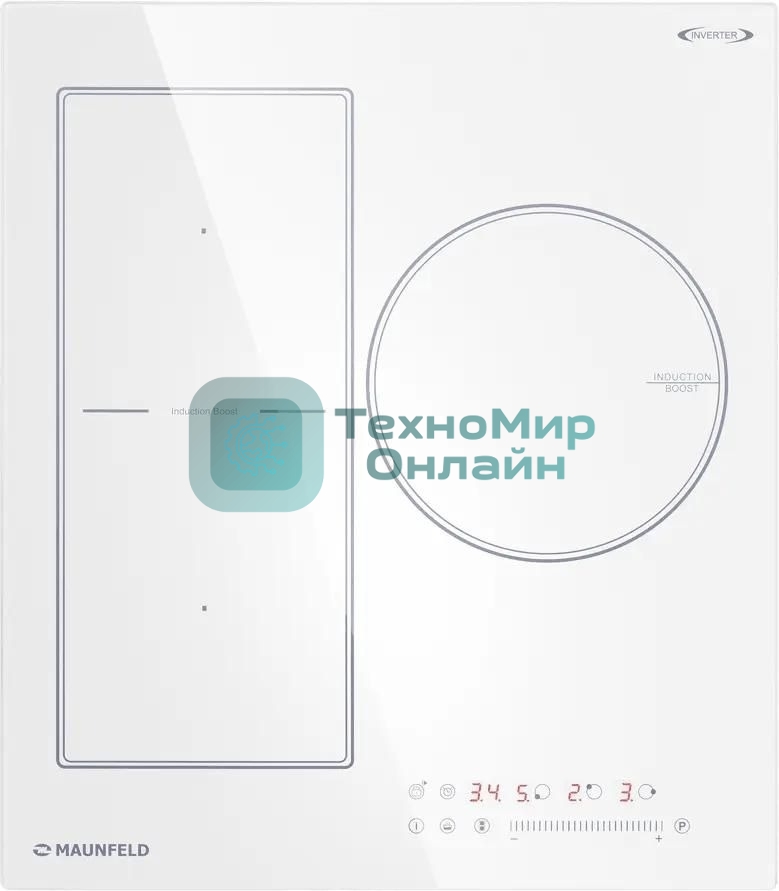 Индукционная варочная панель Maunfeld CVI453SBWH Inverter, конфорок: 3 шт., стеклокерамика, независимая, белый