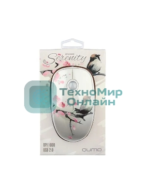 Мышь проводная Qumo Office M43 Serenity белый, 1000 dpi, USB, кнопки - 3