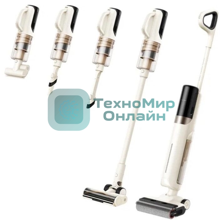 Пылесос вертикальный моющий Dreame Trouver K30 Mix белый, питание от аккумулятора, 300 Вт, уборка сухая/влажная, пылесборник 0.5 л, работа от АКБ max 50 мин